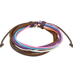 Δερμάτινο Βραχιόλι Brown Leather Multi Colored Strands Bracelet