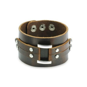 Δερμάτινο Βραχιόλι Wide Center Link Leather Bracelet Brown