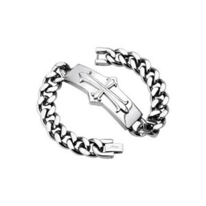 Αλυσίδα Χεριού Medieval Cross Rectangle 316L Stainless Steel Chain Bracelet