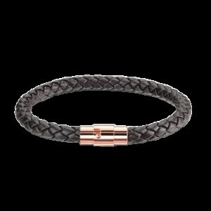 Δερμάτινο Βραχιόλι Bolo Braided Cord Rose Magnetic Stainless Steel Clasp Leather Bracelet Brown