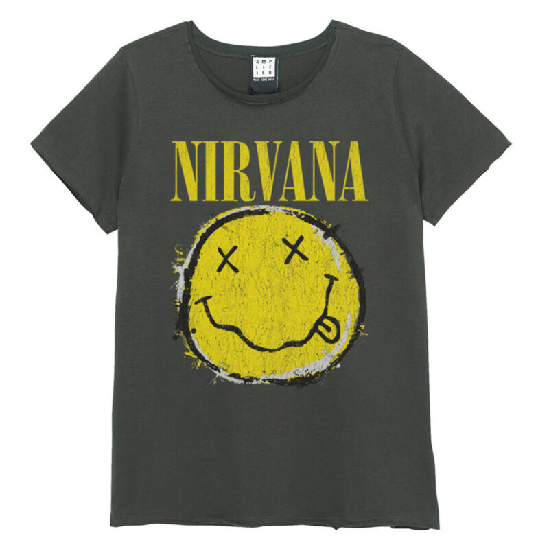 Γυναικεία Μπλούζα Nirvana Worn Out Smiley Amplified Ladies T-Shirt Charcoal